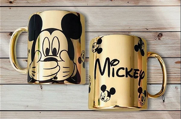 Caneca Espelhada Dourada Mickey