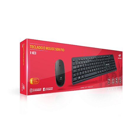 Kit Teclado + Mouse Sem Fio K-W20BK C3Tech