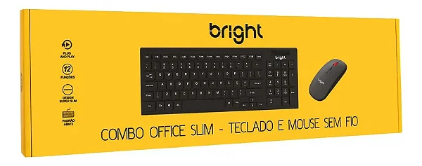 COMBO OFFICE SLIM - TECLADO E MOUSE SEM FIO BRIGHT