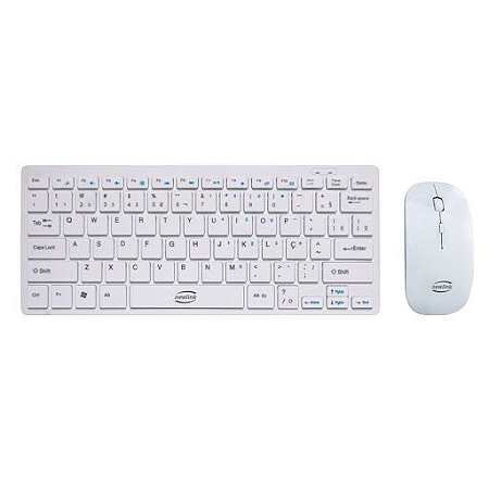 Combo Teclado E Mouse Sem Fio Ultra Slim Ck104 Newlink Branco