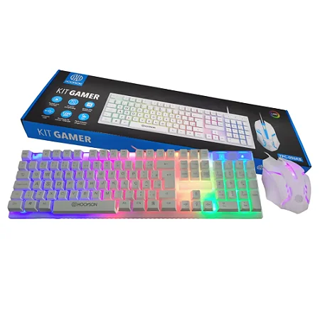 Kit Teclado E Mouse Gamer Hoopson Tpc-096kb, RGB LED, Anti-Ghosting, USB, Branco