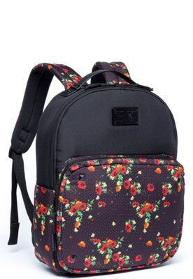 Mochila Feminina Florida Flower Dots Preto/Vermelho - Cavalera