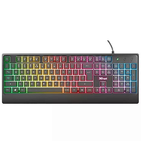 Teclado gaming ziva com led membrana layout usa – t23697 - TRUST