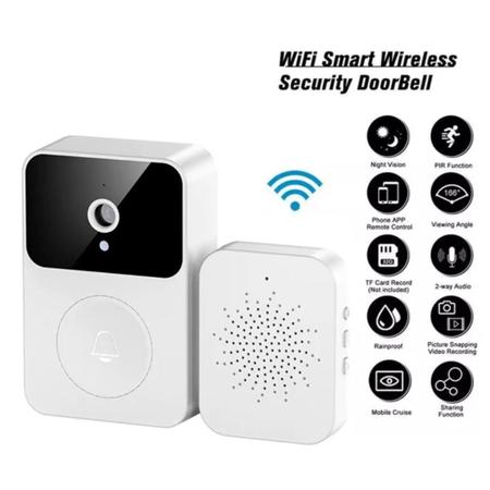 Interfone Inteligente com Câmera e Áudio Wi-Fi - Visão Noturna e Sem Fio - Segurança e Conforto para Seu Lar