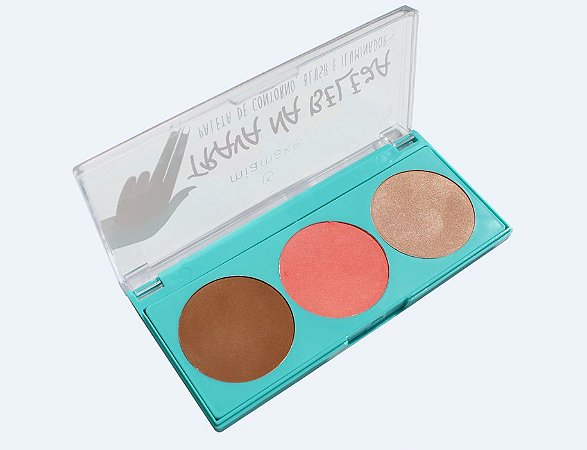 PALETA DE CONTORNO, BLUSH E ILUMINADOR TRAVA NA BELEZA MIA MAKE