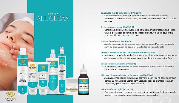 KIT ALL CLEAN - LIMPEZA DE PELE (DO PASSO 1 AO PASSO 7)