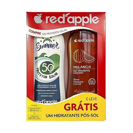 Kit Protetor Solar FPS 50 + Hidratante Melancia Red Apple