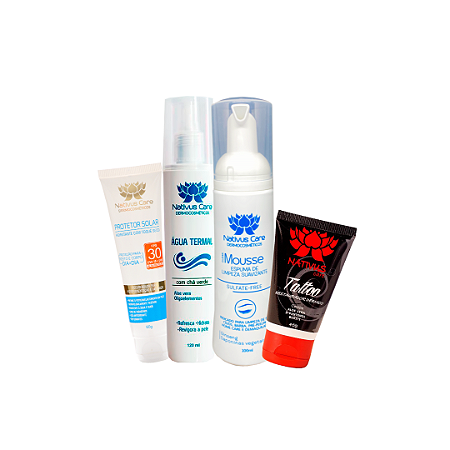 COMBO – 1UNMousse de limpeza - 1UN Buriti 45g - 1UN água Termal 120ml - 1UN Protetor 60g