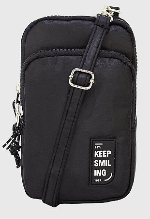 Shoulder Bag Bolsa Transversal Pequena de Nylon Preta B049