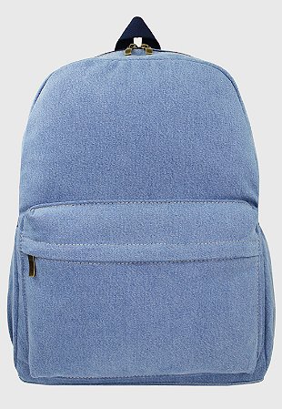 Mochila Escolar Jeans Tamanho Grande Comporta Notebook Cor Azul