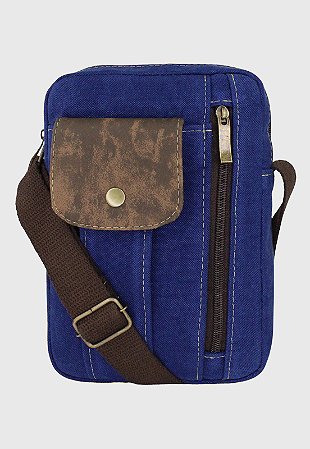 Shoulder Bag Bolsa Transversal Lona Azul A022