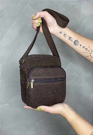 Shoulder Bag Bolsa Transversal Lona Café A009