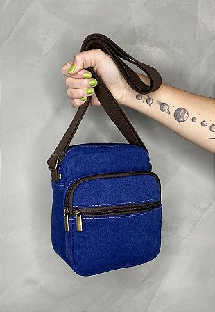 Shoulder Bag Bolsa Transversal Lona Azul A009