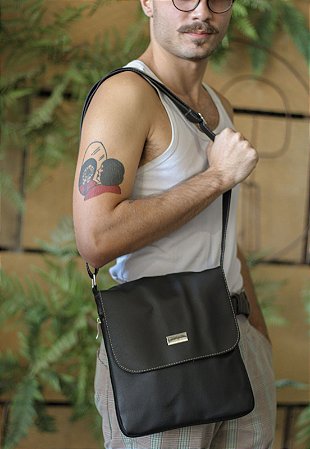 Bolsa Transversal Feminina Masculina Preta L012