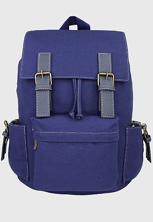 Mochila Vintage Grande Lona Azul L085