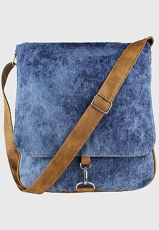 Bolsa Transversal Jeans Azul Manchado L068