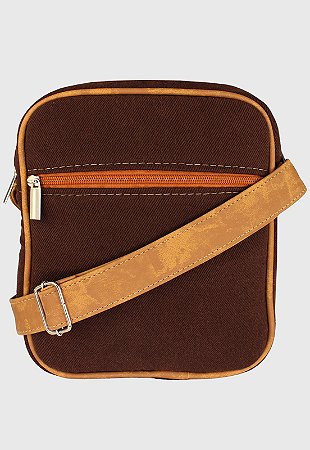 Shoulder Bag Bolsa Transversal Jeans Pequena Marrom L084