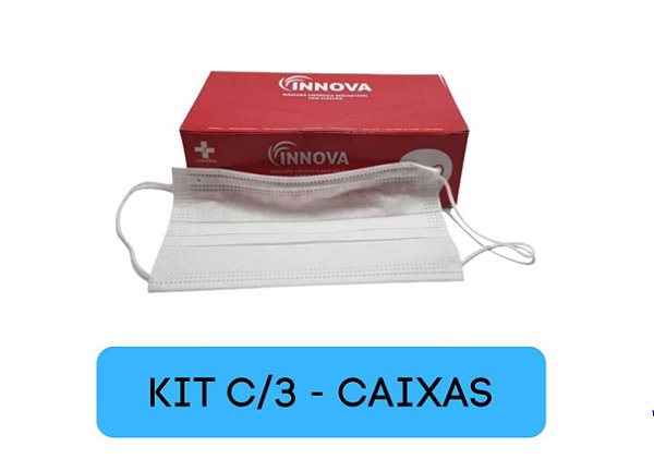 Kit Máscara Cirúrgica Tripla Branca C/ Elast 3 Caixas c/50 Un -Innova