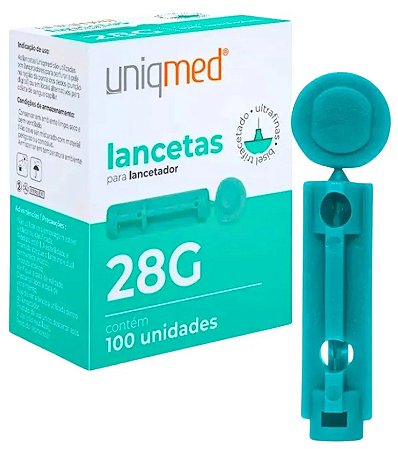 Lancetas 28g Para Lancetador Cx C/100 - Uniqmed