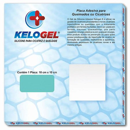 Placa de Silicone para  Queimados e Cicatriz 10x10cm - Kelo Gel
