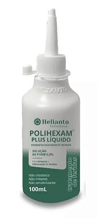 Solução Aquosa Polihexam Plus com PHMB 0,2% para Limpeza de Feridas 100ml  - Helianto