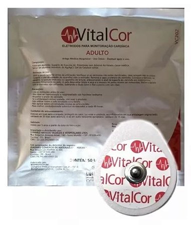 Eletrodo Para ECG C/Gel Adulto Pacote C/50 Un - VitalCor