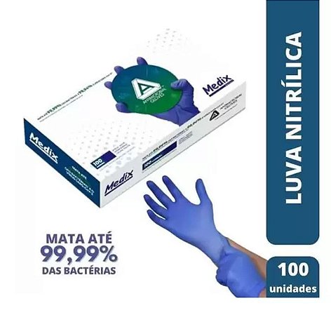 Luva Nitrílica Antimicrobiana AMG Azul Violeta Tam ( M ) - Medix