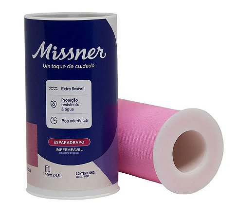 Esparadrapo 10cm x 4,5m Rosa Impermeável Unidade - Missner