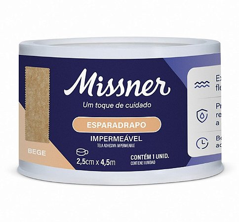Esparadrapo Bege 2,5cm x 4,5m Impermeável - Missner