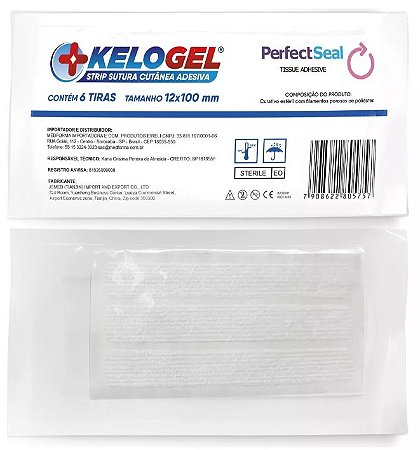 KeloGel Strip Sutura Cutânea (Ponto Falso) 12x100mm C/6 Tiras - KeloGel