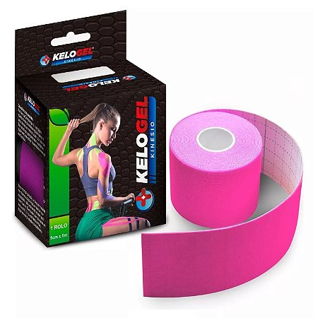 Bandagem Kinésio Tape Elástica Rosa 5 cm x 5 Metros - KeloGel