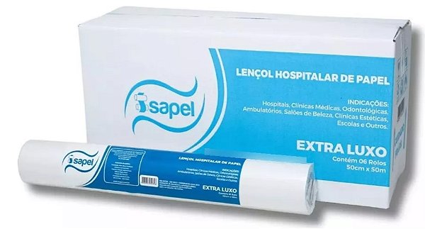 Lençol Descartável Hospitalar Maca Extra Luxo 50x50cm Caixa C/06 Rolos - Isapel