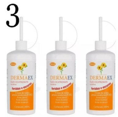 Kit C/3 Unidades de Dermaex 200ml Óleo De Girassol Cicatrizante - Nutriex