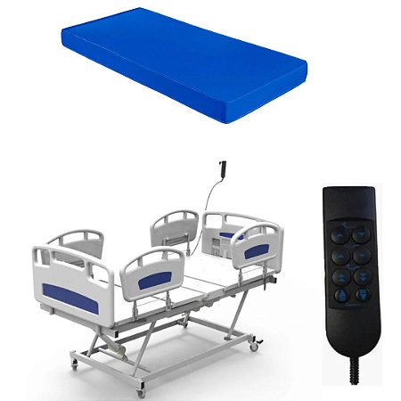 Cama Hospitalar Fowler Motorizada Com Elevação de Altura + Colchão D-28 S-8097-C - Salutem