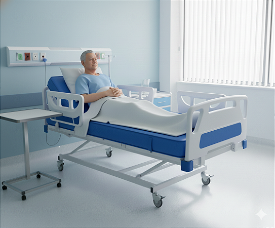 Cama Hospitalar Fowler Motorizada Com Elevação de Altura + Colchão D-33 S-8097-C - Salutem