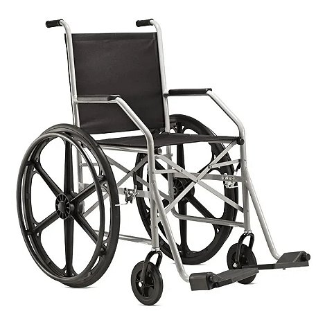Cadeira de Rodas Cinza Dobrável 1009 Até 90kg Pneus Anti Furo - Jaguaribe
