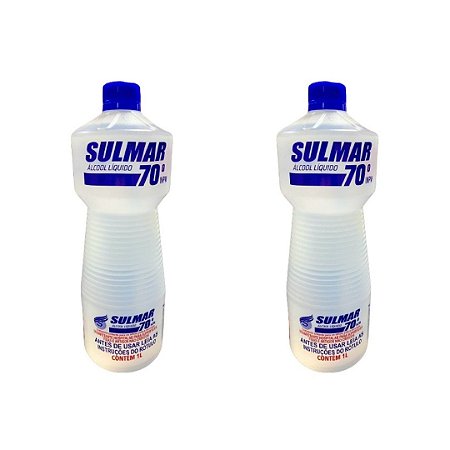 Kit C/2 Álcool Líquido 70% Desinfetante 1 Litro - Sulmar