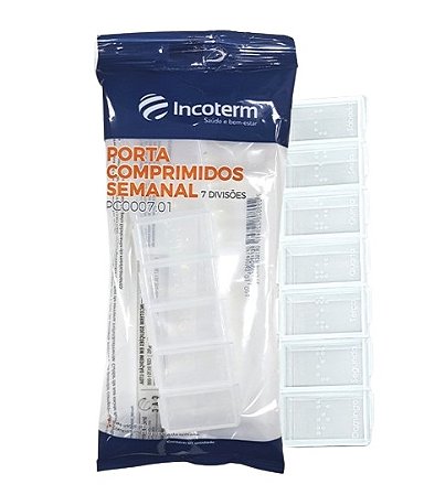 Porta Comprimidos Semanal 7 Divisões Transparente - Incoterm