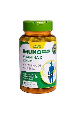 Suplemento Imuno Pauher Vitamina C + Zinco 30 Cápsulas - Ortho Pauher