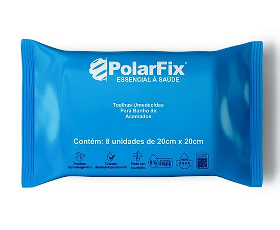 Toalhas Umedecidas para Banho de Acamados 20cm x 20cm Pacote C/8 Unidades - Polar Fix