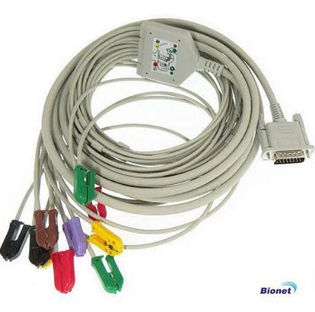 Cabo Paciente 10 Vias Tipo Garra para Eletrocardiógrafo (ECG) - Bionet