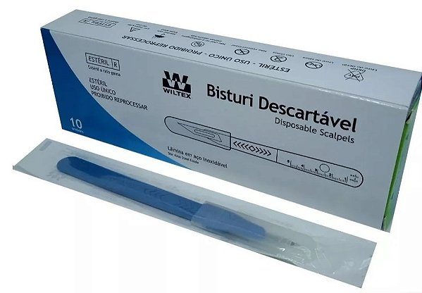 Bisturi Descartável Aço inoxidável Nº20 Caixa C/10 Unidades - Wiltex