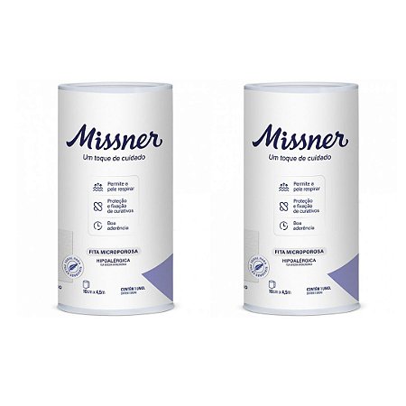 Kit C/2 Fitas Micropore Branca 10cm x 4,5m -Missner