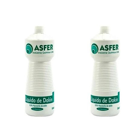 Kit C/2 Líquido De Dakin Hipoclorito de Sódio 0,5% 1 Litro - Asfer