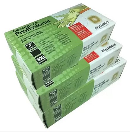 Kit C/3 Caixas Luva de Látex Com Pó Profissional Tamanho PP - Descarpack