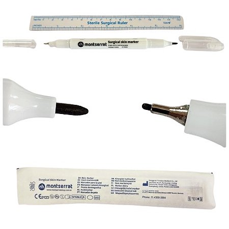 Caneta Marcadora de Pele C/Régua Ponta Dupla Cor: Roxa - Montserrat