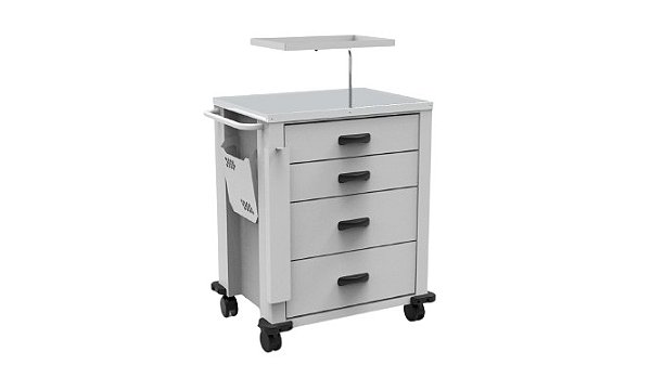 Carro De Medicação/Emergência Branco Epóxi C/4 Gavetas S-8629