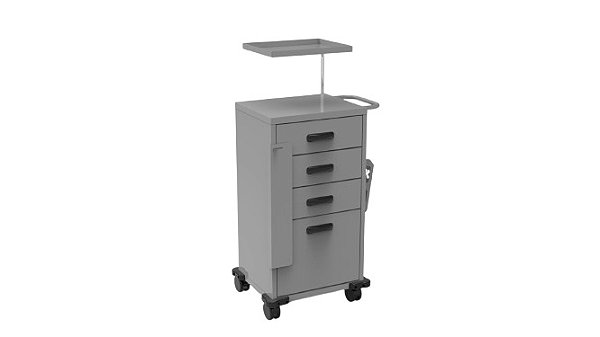 Carro De Medicação/Emergência Cinza Epóxi C/3 Gavetas Standart S-8624