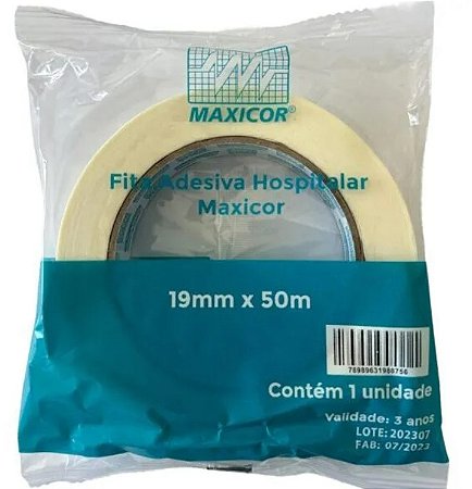 Fita Crepe Adesiva Hospitalar 19mm x 50 Metros Unidade - Maxicor