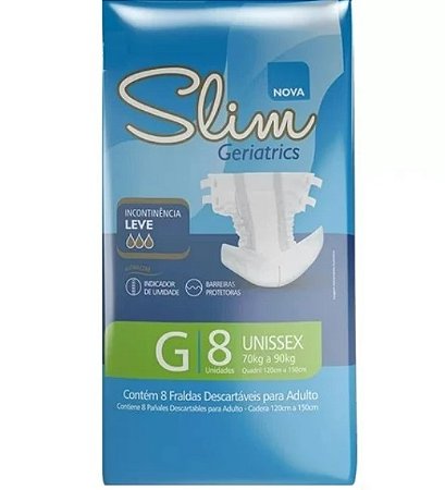 Fralda Geriátrica Para Adulto (G) 70 a 90KG Pacote C/08 Unidades - Slim